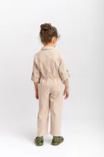Salopette en gabardine beige 2-7 ans