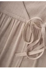 Keten Sarh Anvelop Elbise 2-7 Yaş Naturel