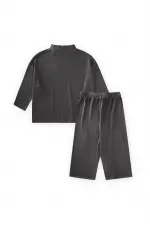 Yumuşak Dökümlü Oversize Bambu Takım 3-10 Yaş Haki Yeşil