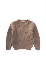 Bisiklet Yaka Selanik Triko Kazak 2-8 Yaş Vizon