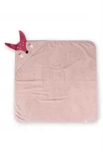 Fox Pattern Triangle Towel 75x75 cm Powder Pink