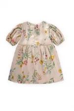 Robe en satin à motifs écru, 2-8 ans