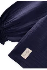 Organic Muslin Shirt for Ages 2-10, Navy Blue