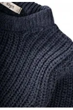 Bisiklet Yaka Selanik Triko Kazak 2-8 Yaş İndigo Mavi