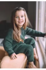 Ensemble Selanik en maille verte pour enfants de 1 à 5 ans