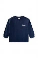 T-shirt à manches longues en tissu épais, 4-12 ans, bleu marine