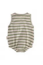 Çizgili Cepli Zıbın 0-3 Yaş Yağ Yeşili