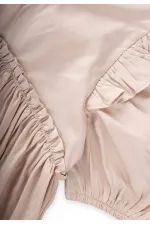 Robadan Fırfır Büzgülü Poplin Elbise 2-7 Yaş Ekru