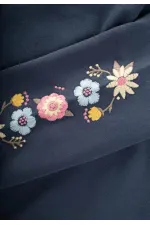 Embroidered Sleeve Sweatshirt for 2-10 Years Old, Navy Blue