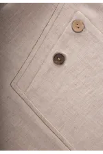 Kontrast Dikişli Keten Bluz 2-7 Yaş Naturel