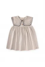 Linen Collar Dress, Ages 2-7, Natural