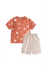 Patterned Capri T-Shirt Set, Ages 2-12, Orange