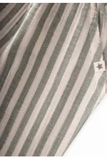 Müslin Pantolon 1-10 Yaş Yeşil Kalın Çizgili