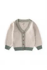 Triko Düğmeli Hırka 2-8 Yaş Doğal Yeşil