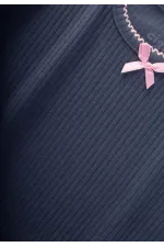 Fiyonklu Yakası İşlemeli Pijama Takım 2-10 Yaş Lacivert