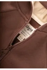 Gilet à capuche zippé marron, 1-14 ans