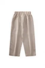 Kontrast Dikişli Keten Pantolon 2-7 Yaş Naturel