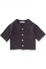 Sarh Keten Düğmeli Ceket 2-6 Yaş Siyah