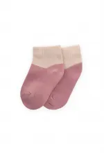 Two-Tone Baby Bootie Socks for 0-4 Years Old Dusty Rose