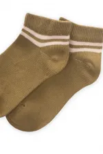 Chaussettes bottines rayées brutes pour enfants de 5 à 12 ans, vert pétrole