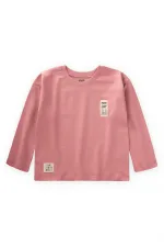 Seasonal T-Shirt with Label Detail, 2-10 Years Old, Pink