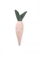Hochet en mousseline en forme de carotte rose poudré