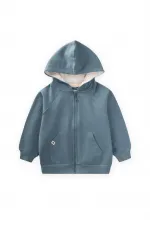 Kapşonlu Fermuarlı Hırka 1-14 Yaş Mint Yeşili