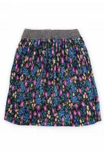 Jupe plissée à paillettes élastique avec détails floraux pour enfants de 2 à 7 ans