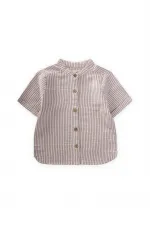 Müslin Gömlek 2-10 Yaş Siyah İnce Çizgili
