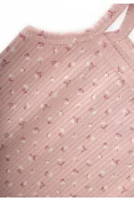 İp Askılı Kız Atlet Üçlü Pudra Çiçek Desenli