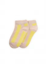 Kalın Çizgili Çocuk Patik Çorabı 5-12 Yaş Kum - Sarı