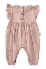 Barboteuse brodée de marguerites, 0-3 ans, rose poudré