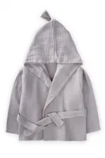 Double Layer Muslin Child Bathrobe 1-9 Years Gray