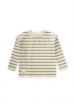 T-shirt rayé saisonnier 1-10 ans Vert pétrole