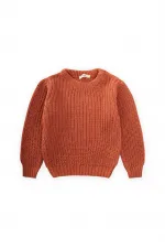 Bisiklet Yaka Selanik Triko Kazak 2-8 Yaş Kiremit