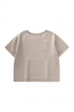 Kontrast Dikişli Keten Bluz 2-7 Yaş Naturel