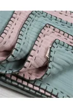 Muslin Double-Sided Handmade Baby Blanket (Washed) 100X100 cm Mint Powder