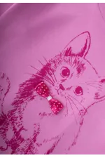 Ensemble pyjama à imprimé chat pour enfants de 2 à 8 ans, rose