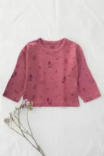 T-shirt à manches longues à motifs prune pour enfant de 0 à 3 ans