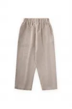 Pantalon en lin plissé, jambes et taille fermées, 2-7 ans, naturel