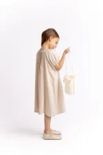 Robe en lin côtelé, 2-7 ans, naturelle