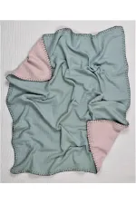 Muslin Double-Sided Handmade Baby Blanket (Washed) 100X100 cm Mint Powder