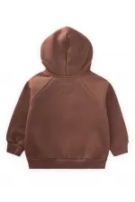 Gilet à capuche zippé marron, 1-14 ans