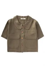 Sarh Keten Düğmeli Ceket 2-7 Yaş Haki Yeşil