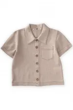 Kısa Kollu Keten Gömlek 2-7 Yaş Naturel