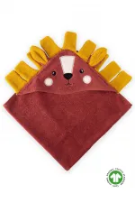 Organik Aslan Figürlü Bebek Havlu 75x75 cm Rust