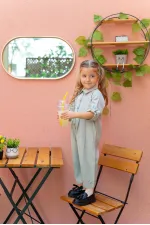 Collared Pleated Tencel Overalls for 2-7 Years Mint Green