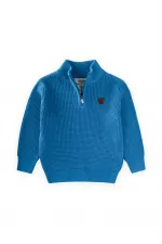 Pull zippé en maille Thessaloniki, 2-11 ans, bleu