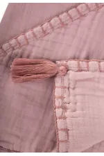 Serviette triangulaire en mousseline double épaisseur faite main (lavée) 75 x 75 cm lilas