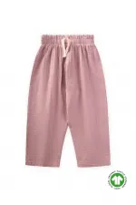 Organic Wide Cut Muslin Trousers with Ruffle Waist, 1-8 Years Copper Organic Wide Cut Muslin Trousers with Ruffle Waist, 1-8 Years Copper